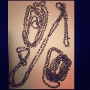 Set of 3 Long Loft Crystal Beaded Necklaces